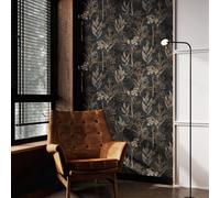 Superfresco Easy Solstice Black Gold Floral Wallpaper | Paste The Wall | Black Floral | Eco-Friendly
