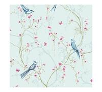 Superfresco Easy Songbird Wallpaper Duck Egg Tree Silhouette Butterfly