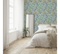 Superfresco Easy Temptation Aqua Wallpaper | Paste The Wall | Blue Leaves | Eco-Friendly