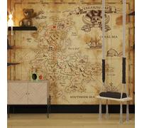 Superfresco Easy Treasure Map Natural Print To Order 3m x 2.8m Mural in Beige Superfresco Easy Beige
