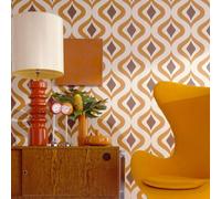 Superfresco Easy Trippy Retro Vintage 60's Geometric Orange Paste the wall Wallpaper