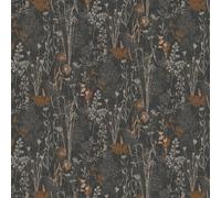 Superfresco Easy Black & Copper Metallic Organics Floral Wallpaper | Paste the Wall | Black Floral | Eco-Friendly
