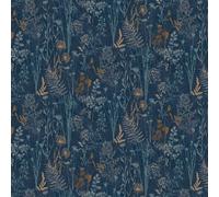 Superfresco Easy Navy & Copper Metallic Organics Floral Wallpaper | Paste the Wall | Navy Floral | Eco-Friendly