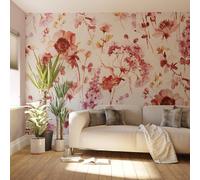 Superfresco Easy Watercolour Floral Pink Red Print To Order 3M X 2.8M Mural Pink