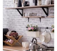 Superfresco Easy White Brick Wall 3D Effect Wallpaper | Paste The Wall | White Trees |Eco-Friendly