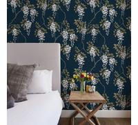 Superfresco Easy Navy Wisteria Floral Wallpaper Navy