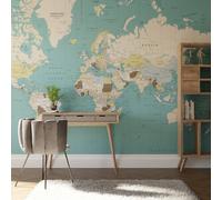 Superfresco Easy World Map Blue Print To Order 3m x 2.8m Mural | Wallpaper Roll