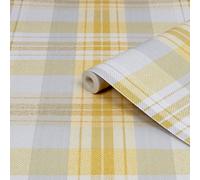 Superfresco Easy Yellow Fabric Effect Tartan Smooth Wallpaper