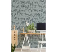 Superfresco Easy Zoology Blue Animal Wallpaper Superfresco Easy Blue One Size