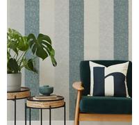 Superfresco Meadow Stripe Teal / Rose Gold Striped Wallpaper
