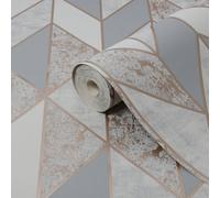 Superfresco Milan Shabby Chic Rose Gold Smooth Wallpaper Sample