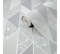 Superfresco Milan Silver Effect Geometric Smooth Wallpaper