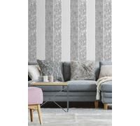 Super fresco Grey Milan Suede Effect Striped Wallpaper | Paste The Paper Application | Grey Striped | Eco-Friendly