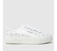 Superga 2740 Platform Hearts Trainers in White & Silver UK 3 (EU 35½)
