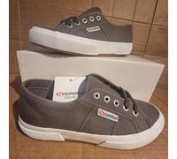 Superga 2750 Cotu Classic UK4 Women's DK Grey/White Trainers Premium Canvas Shoe