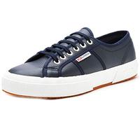 Superga 2750 Efglu Leather Shoes in Navy Blue & White 070 [UK 7.5 EU 41.5]