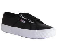 Superga 2750 Efglu Womens Leather Matt Trainers In Black White UK Size 3 - 6.5