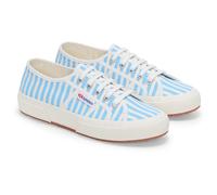 Superga 2750 Stripes Print Cotton Women's Off White/Azure Trainers - UK 7 / EU 41 / US 9.5