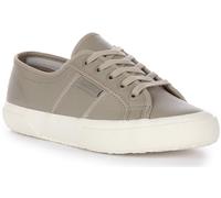 Superga 2750 Tumbled Le Men's Grey Eye Leather Fossil Lace Trainers (Grey, UK 5.5)