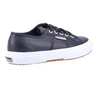 Superga 2750 Tumbled Leather Shoe Blue Navy Upper in full leather, Cotton lini