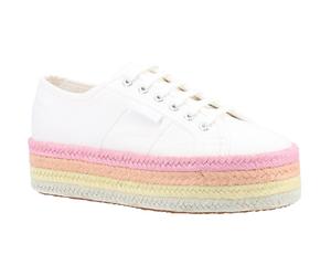 Superga 2790 Multicolor Rope 100% Cotton Womens White/Candy Multicolour Trainers - Size UK 8