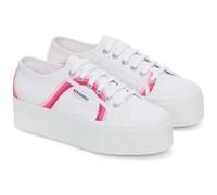 Superga 2790 Round Stripes Cotton WoMens White/Shaded Blue Trainers - Size UK 6.5
