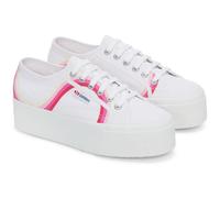 Superga 2790 Round Stripes Cotton Women's White/Shaded Blue Trainers UK 5.5