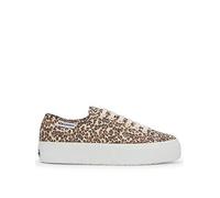 SUPERGA 3740 Platform Leopard Print Plimsoll - Beige, Black, Size 5, Women Black