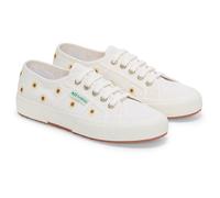 Women's Superga Embroidery Linen Sunflower Linen Women's White Trainers - Size: 8