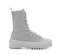 Superga Grey Silver/Avorio 2641 Alpina High-Top Canvas Lace Up Side Zip Sneakers Size 5.5 UK