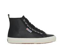 Superga Unisex Adult 2750 Tumbled Leather Mid Cut Trainers - Black/White - 2.5 UK - Black/White - 100% Mixed