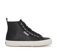 Superga Unisex Adult 2750 Tumbled Leather Mid Cut Trainers (Black/White) - Size UK 3.5