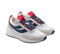 Superga Unisex Adult 4089 Training 9TS Slim Suede Trainers - White Avorio/Navy/Red - 5 UK - White Avorio/Navy/Red - 100% Mixed