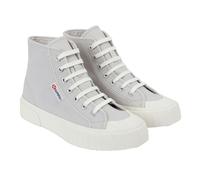 Superga Womens 2696 Stripe High Tops - Grey Silver/Avorio - 4 UK - Grey Silver/Avorio - 100% Mixed