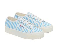 Superga Womens 2740 Print Stripes Trainers - Off White/Azure Summer Sky - Off White/Azure Summer Sky - 6 UK