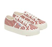 Superga Womens 2740 Print Stripes Trainers - Off White/Red - 4 UK - Off White/Red - 100% Mixed
