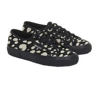 Superga Womens 2750 Dalmatian Print Cowhide Leather Trainers - Black/Beige - Black/Beige - 4.5 UK