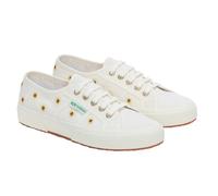 Superga Womens 2750 Embroidered Sunflower Linen Trainers - White Avorio - White Avorio - 8 UK