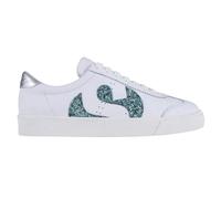 Superga Womens 2843 Club S Glitter Leather Trainers - White-Blue/Light - 2.5 UK - White-Blue/Light - 100% Mixed