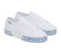 Superga Womens 3740 Leggera Ceramic Print Platform Trainers - White/Blue - 4 UK - White/Blue - 100% Mixed
