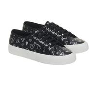 Superga Womens Hearts Vegan Leather Trainers - Black/Silver - 7 UK - Black/Silver - 100% Mixed