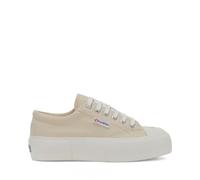 Superga Womens 2631 Stripe Platform Canvas Trainers Light Beige/ Eggshell/ Avorio 4