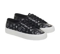 Superga Womens Hearts Vegan Leather Trainers - Black/Silver - Black/Silver - 4.5 UK