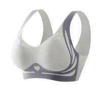 SuperGather Wireless Push Up Full Coverage Bra for Women Seamless Bras with Soft Support Regular and Plus Size (Sky Blue, L)