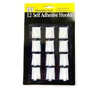 SuperGift.com 12 Pcs Self Adhesive Plastic Hooks, Multi-Purpose Hanging Hooks, Ideal for Bathroom, Kitchen, Office, Closet, Glass