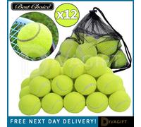 SuperGift.com 12 Pcs Tennis Balls With Mesh Carrying Bag, Pressureless Tennis Balls Practice Balls Playing With Pets Sports Cricket