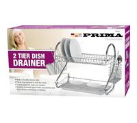 SuperGift.com 2 Tier Dish Drainer Set, Kitchen Dish Drying Rack with Cutlery Holder and Drip Tray, Space-Saving Countertop Dish Rack