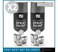 SuperGift.com 2 X 151 Metallic Silver Paint 400Ml Multi-Surface Paint For Diy, Restoration, Decorative Projects & Metallic Surface