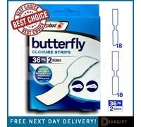 SuperGift.com 2 X Masterplast Butterfly Plasters 36 Pack Adhesive Wound Closure Strips For Minor Cuts, Skin Support & First Aid Care