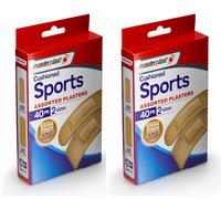 SuperGift.com 2 X Masterplast Sports Assorted Plasters 40 Pack Durable Adhesive Bandages For Sports Injuries, Cuts, Grazes & First Aid Care